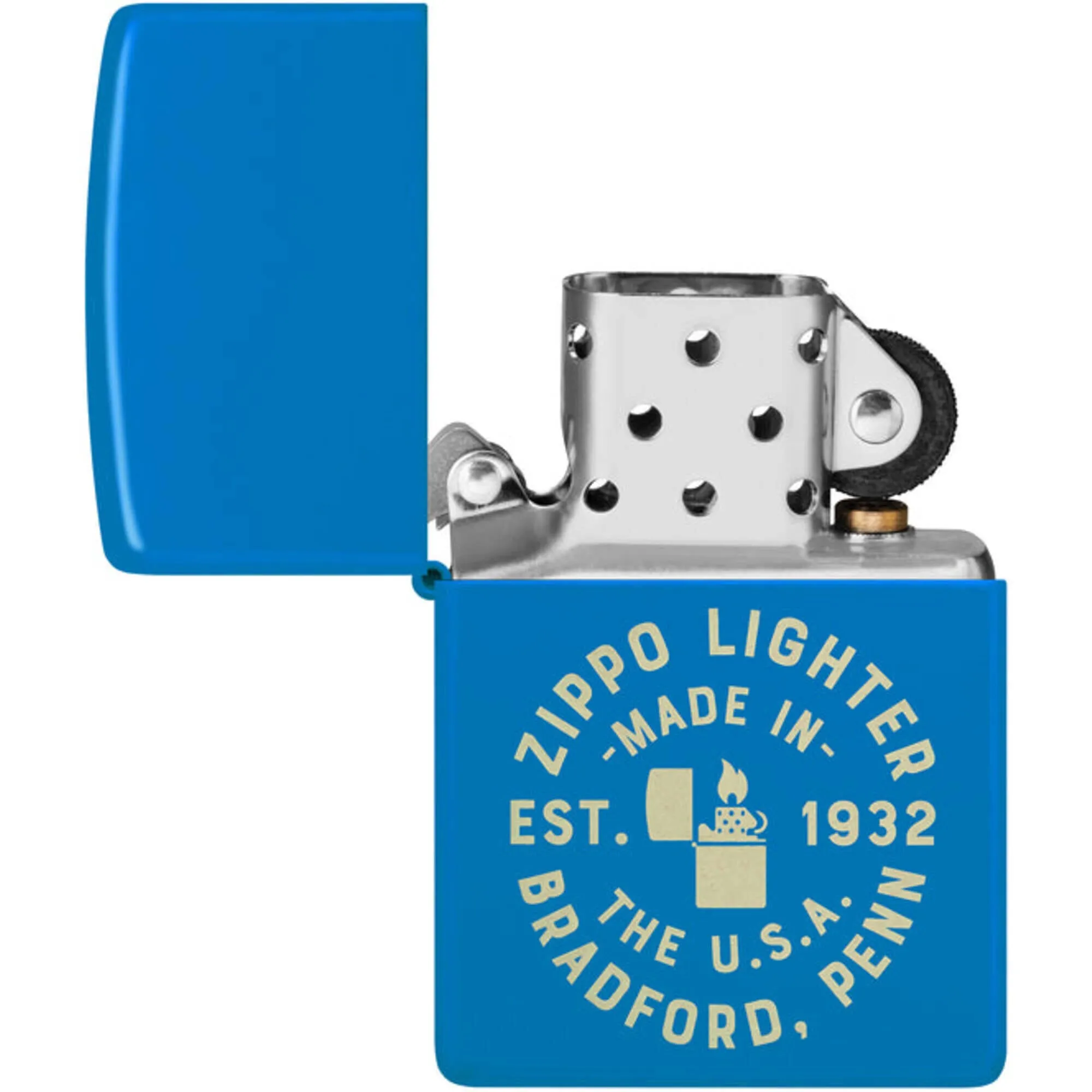 Zippo Windproof Pocket Lighter Zippo Seal design Sky Blue Matte Finish 46173