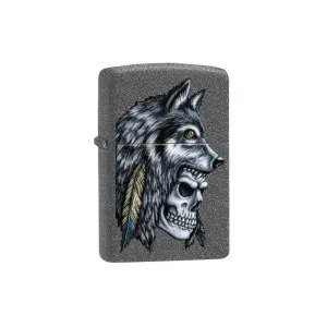 Zippo Wolf Skull Feather Design Lighter