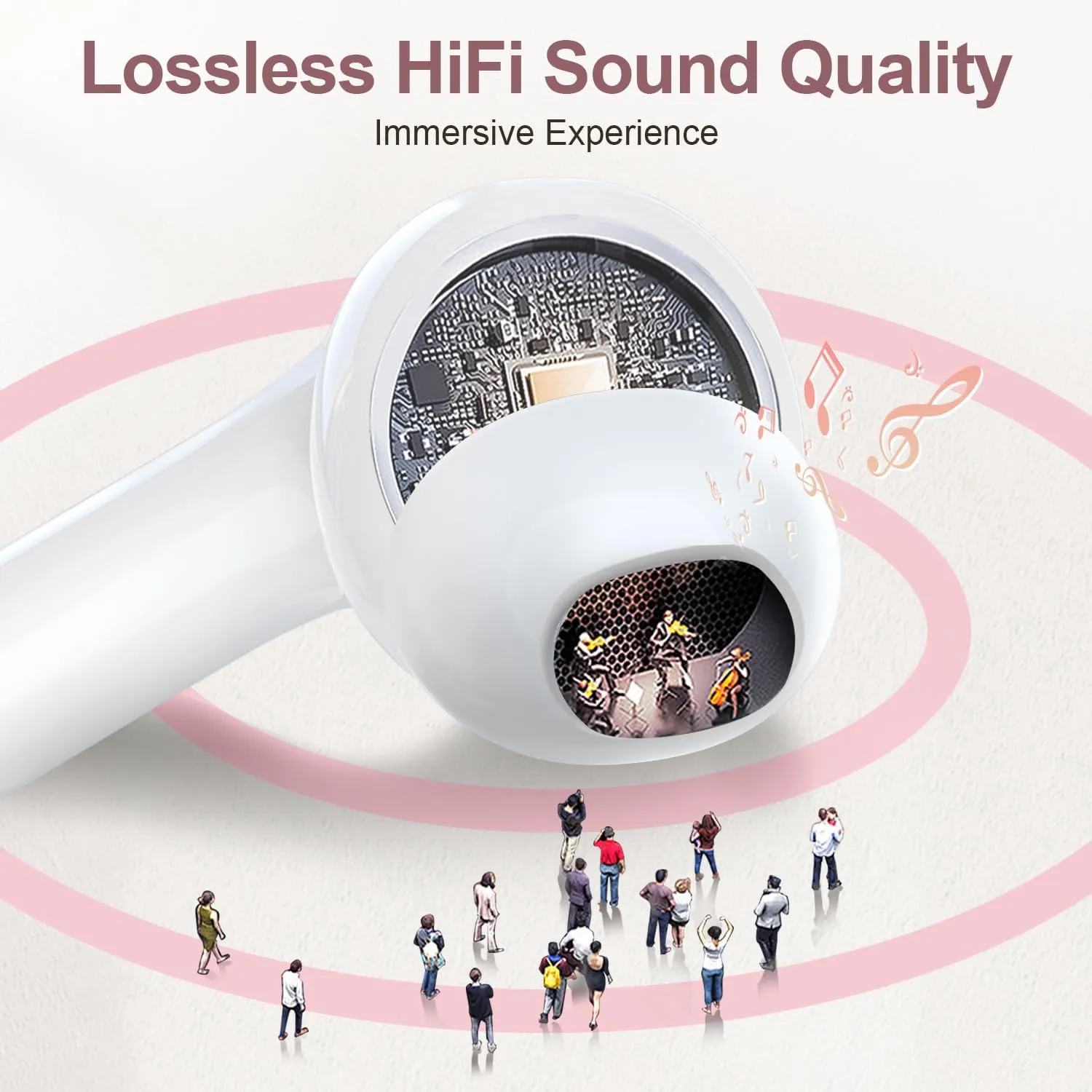 ZIUTY Wireless Earbuds, 2025 Bluetooth Headphones, 50hrs Stereo Deep Bass Ear Buds with Power Display Charging Case, buit in Mic, IPX5 Waterproof Headset for iPhone Andriod Phones