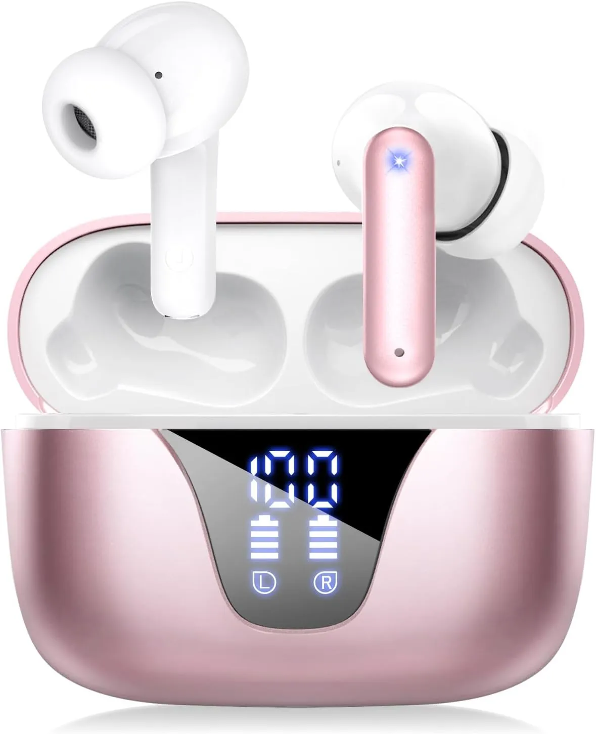 ZIUTY Wireless Earbuds, 2025 Bluetooth Headphones, 50hrs Stereo Deep Bass Ear Buds with Power Display Charging Case, buit in Mic, IPX5 Waterproof Headset for iPhone Andriod Phones