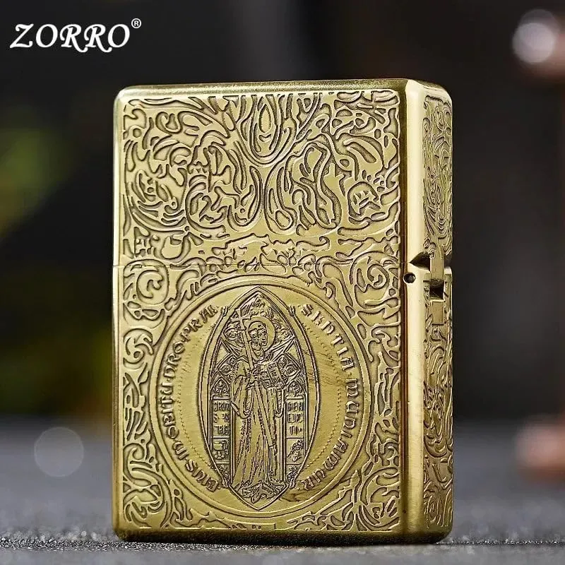 Zorro High-End Waterproof Kerosene Lighter Authentic Retro Heavy Duty Metal Gasoline Lighters Sealed Armor Design Men's Gift 912