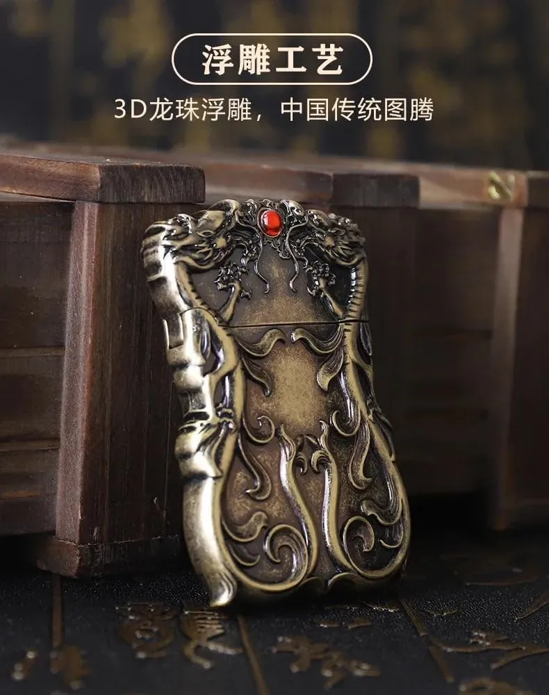 Zorro Premium Thin Kerosene Lighter – Embossed Dragon Design, Waterproof Vintage Style, Rare Limited Edition Collectible Original Brass