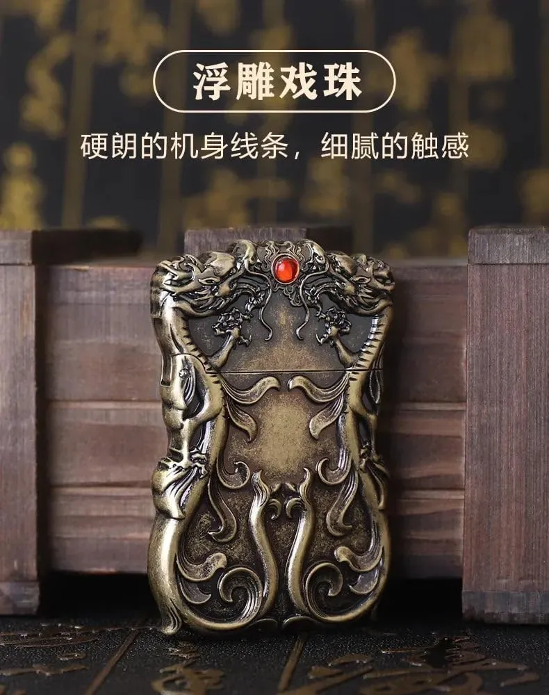 Zorro Premium Thin Kerosene Lighter – Embossed Dragon Design, Waterproof Vintage Style, Rare Limited Edition Collectible Original Brass